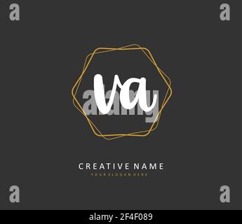 V A VA Initial letter handwriting and signature logo. A concept handwriting initial logo with template element. Stock Vector