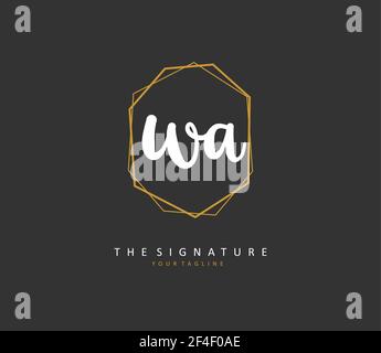 W A WA Initial letter handwriting and signature logo. A concept handwriting initial logo with template element. Stock Vector