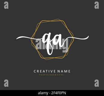 Q A QA Initial letter handwriting and signature logo. A concept handwriting initial logo with template element. Stock Vector