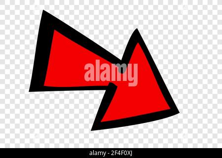 Vector Doodle Hand Draw Red Big Mark of Arrows, at Transparent Effect Background Stock Vector