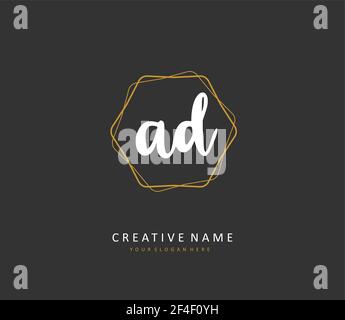 AD Initial letter handwriting and signature logo. A concept handwriting initial logo with template element. Stock Vector