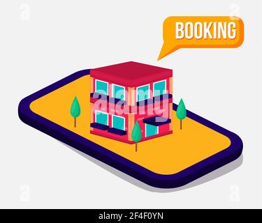 hotel booking application on smartphone concept icon vector illustration Stock Vector