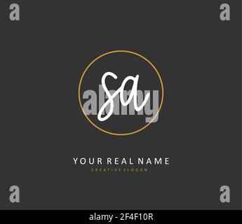SA Initial letter handwriting and signature logo. A concept handwriting initial logo with template element. Stock Vector