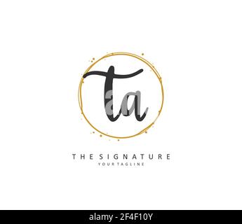 T A TA Initial letter handwriting and signature logo. A concept handwriting initial logo with template element. Stock Vector