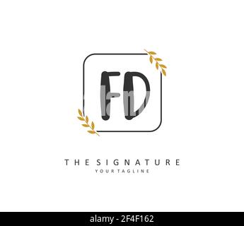 FD Initial letter handwriting and signature logo. A concept handwriting initial logo with template element. Stock Vector