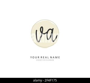 V A VA Initial letter handwriting and signature logo. A concept handwriting initial logo with template element. Stock Vector
