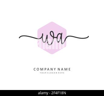W A WA Initial letter handwriting and signature logo. A concept handwriting initial logo with template element. Stock Vector