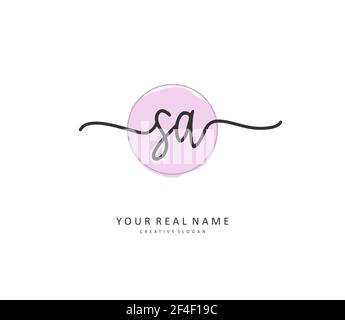SA Initial letter handwriting and signature logo. A concept handwriting initial logo with template element. Stock Vector