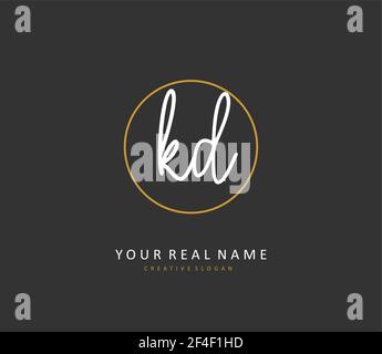 KD Initial letter handwriting and signature logo. A concept handwriting initial logo with template element. Stock Vector