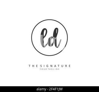 LD Initial letter handwriting and signature logo. A concept handwriting initial logo with template element. Stock Vector