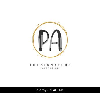 P A PA Initial letter handwriting and signature logo. A concept handwriting initial logo with template element. Stock Vector