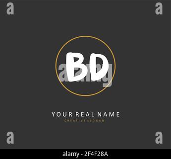 BD Initial letter handwriting and signature logo. A concept handwriting initial logo with template element. Stock Vector