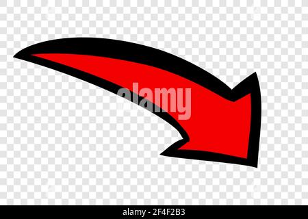 Vector Doodle Hand Draw Red Big Mark of Arrows, at Transparent Effect Background Stock Vector
