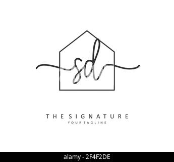 SD Initial letter handwriting and signature logo. A concept handwriting initial logo with template element. Stock Vector