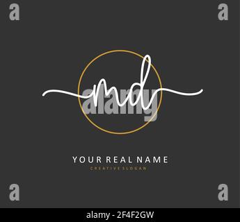 MD Initial letter handwriting and signature logo. A concept handwriting initial logo with template element. Stock Vector