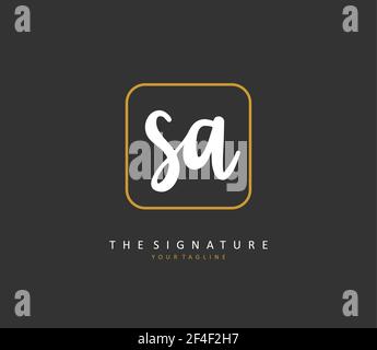 SA Initial letter handwriting and signature logo. A concept handwriting initial logo with template element. Stock Vector