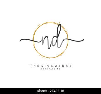 ND Initial letter handwriting and signature logo. A concept handwriting initial logo with template element. Stock Vector