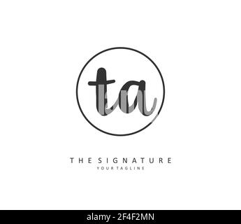 T A TA Initial letter handwriting and signature logo. A concept handwriting initial logo with template element. Stock Vector