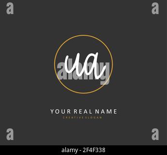 U A UA Initial letter handwriting and signature logo. A concept handwriting initial logo with template element. Stock Vector