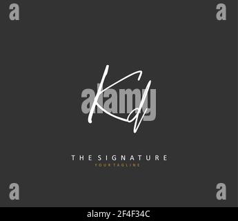 Initial Letter KD Logo - Handwritten Signature Style Logo - Simple ...