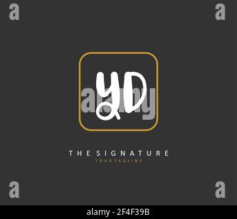 YD Initial letter handwriting and signature logo. A concept handwriting initial logo with template element. Stock Vector