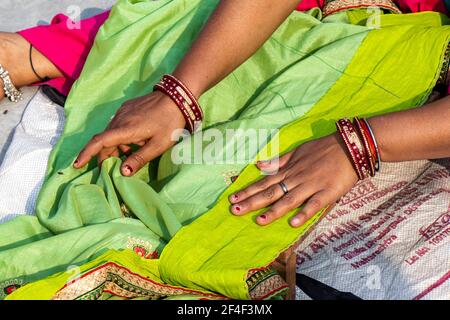 Ladies tailor sewing cloth handmade Stock Photo