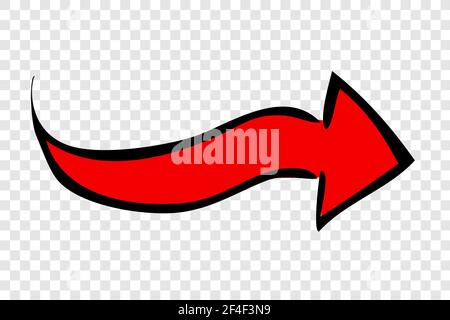 Vector Doodle Hand Draw Red Big Mark of Arrows, at Transparent Effect Background Stock Vector