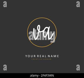 V A VA Initial letter handwriting and signature logo. A concept handwriting initial logo with template element. Stock Vector