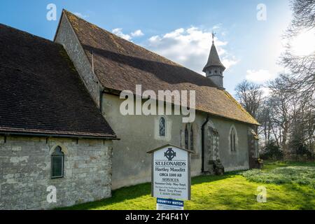 St Leonard's Church in the abandoned Hampshire village of Hartley Mauditt, England, UK Stock Photo