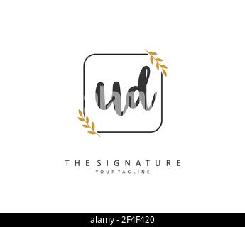 UD Initial letter handwriting and signature logo. A concept handwriting initial logo with template element. Stock Vector