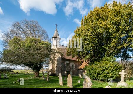 St Leonard's Church in the abandoned Hampshire village of Hartley Mauditt, England, UK Stock Photo