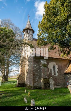 St Leonard's Church in the abandoned Hampshire village of Hartley Mauditt, England, UK Stock Photo