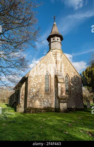 St Leonard's Church in the abandoned Hampshire village of Hartley Mauditt, England, UK Stock Photo