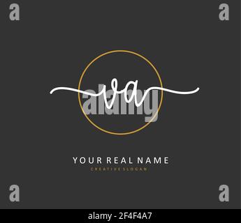 V A VA Initial letter handwriting and signature logo. A concept handwriting initial logo with template element. Stock Vector
