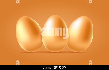 Easter eggs on light background. 3d render, digitally generated template. Stock Vector