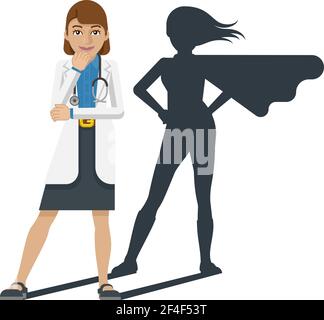 Young Medical Doctor Super Hero Cartoon Mascot Stock Vector