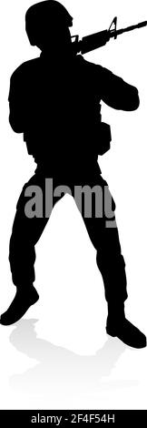 Soldier Detailed High Quality Silhouette Stock Vector
