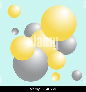 Abstract 3d yellow and gray balls. Abstract vector illustration. Stock Vector