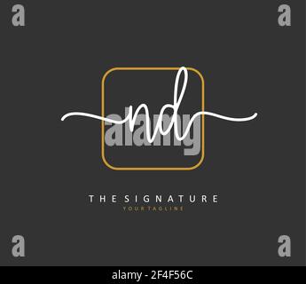 ND Initial letter handwriting and signature logo. A concept handwriting initial logo with template element. Stock Vector