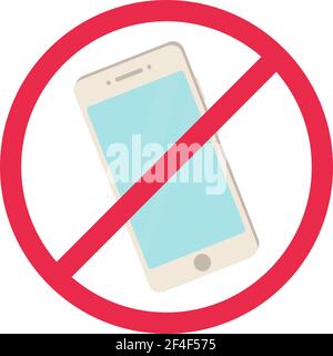 No phone sign. Red smartphone prohibited rule symbol.Turn off telephone, no allowed concept. Stock vector iilustration in cartoon style isolated on Stock Vector