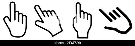 Set of simple pointing fingers icons Stock Vector
