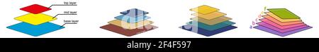 3d layers illustration, multiple versions Stock Vector