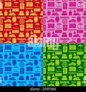 illustration of the travel and journey seamless patterns Stock Vector