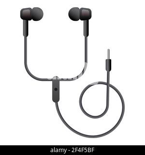 Illustration of the icon of wired earphones gadget on the white background Stock Vector