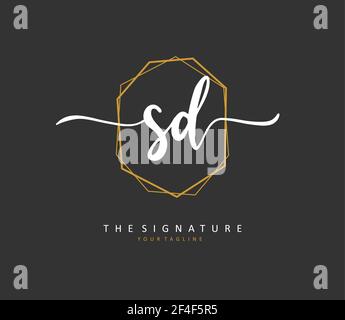 SD Initial letter handwriting and signature logo. A concept handwriting initial logo with template element. Stock Vector