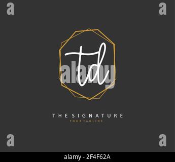 TD Initial letter handwriting and signature logo. A concept handwriting initial logo with template element. Stock Vector