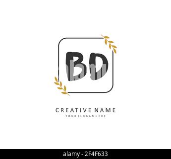 BD Initial letter handwriting and signature logo. A concept handwriting initial logo with template element. Stock Vector