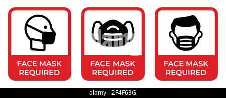 Face Masks Required Prior to Entry Sign. Wear face protection vector Illustration. Stock Vector