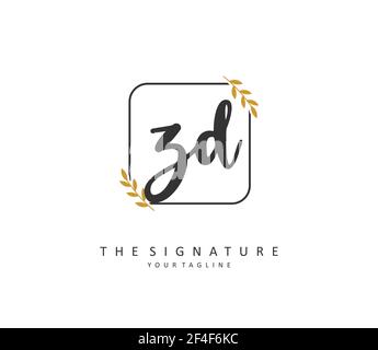 ZD Initial letter handwriting and signature logo. A concept handwriting initial logo with template element. Stock Vector