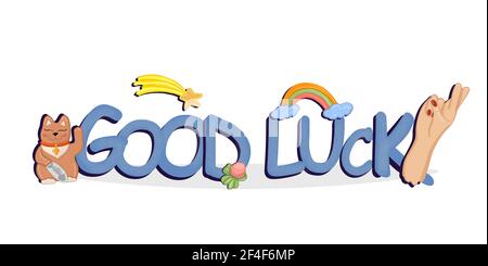 Good Luck hand drawn vector lettering Stock Vector